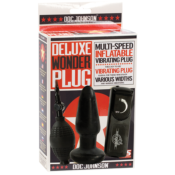 Deluxe Wonder Plug Inflatable Vibrating Black