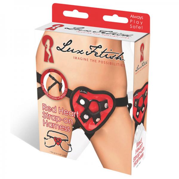 Lux Fetish Red Heart Strap On Harness O/S